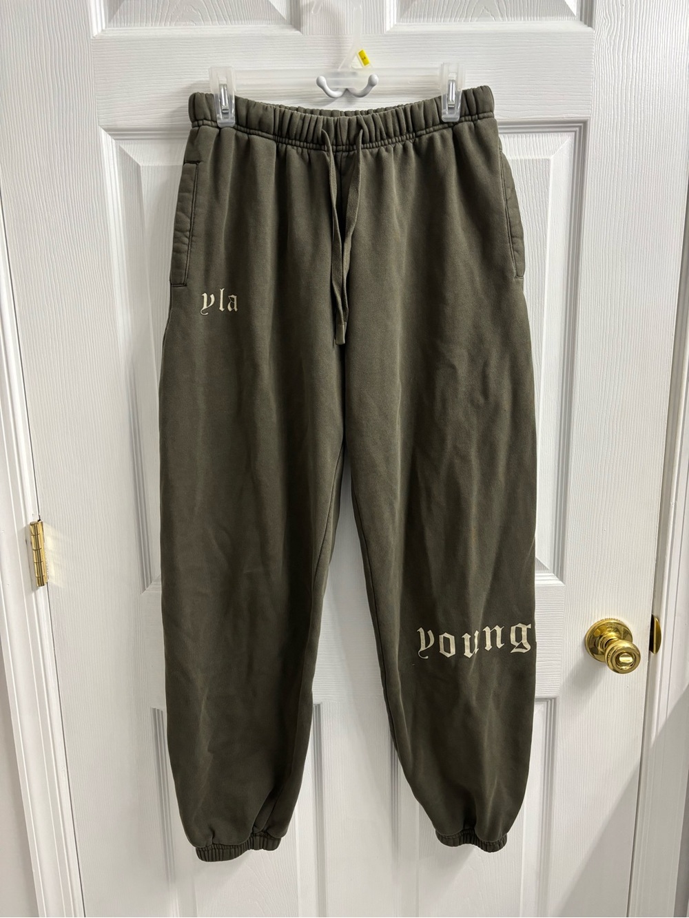 Young LA Womens Urban Cuff Jogger Sweatpants Medium Forest Green Athleisure Gym